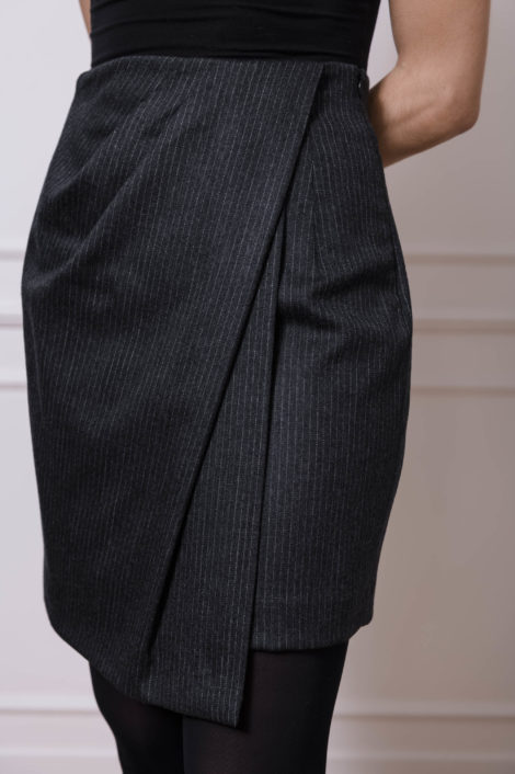 JUPE À RAYURES FANG ANTHRACITE SKIRT CHARCOAL GREY