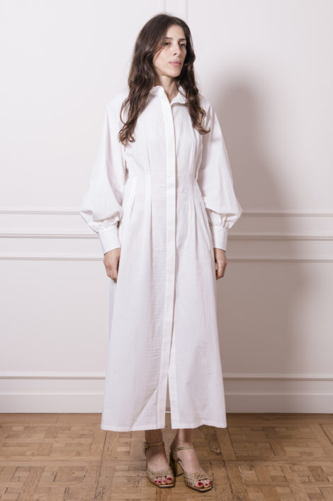 hanane hotait white seersucker dress spring 2023 made in France