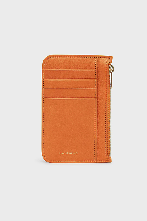 porte-carte orange en cuir