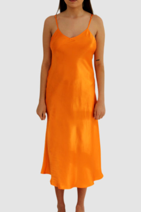 The Sleep Dress Robe Orange en soie de la NUIT