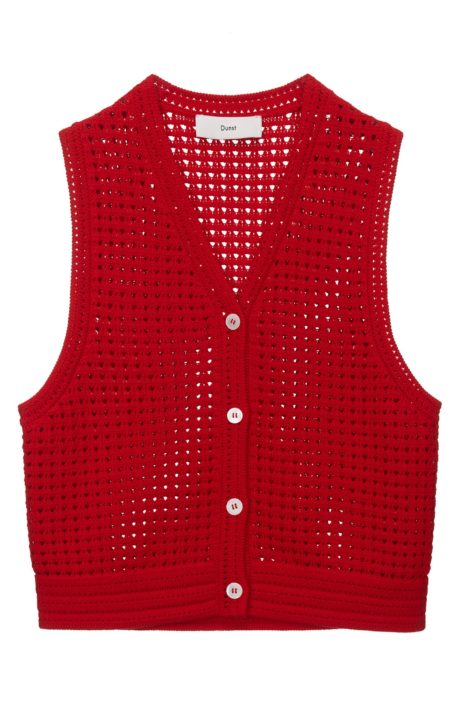 open crochet knit vest red dunst SS24