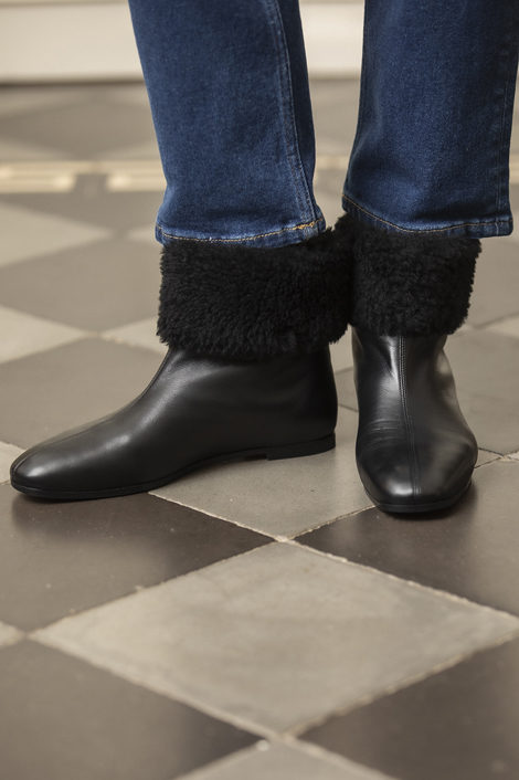 boots hiver femme cuir noir